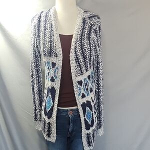 Maurices Navy and White Geometric Cardigan